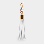Luxe White Vegan Leather Tassel Keyring - JLR London