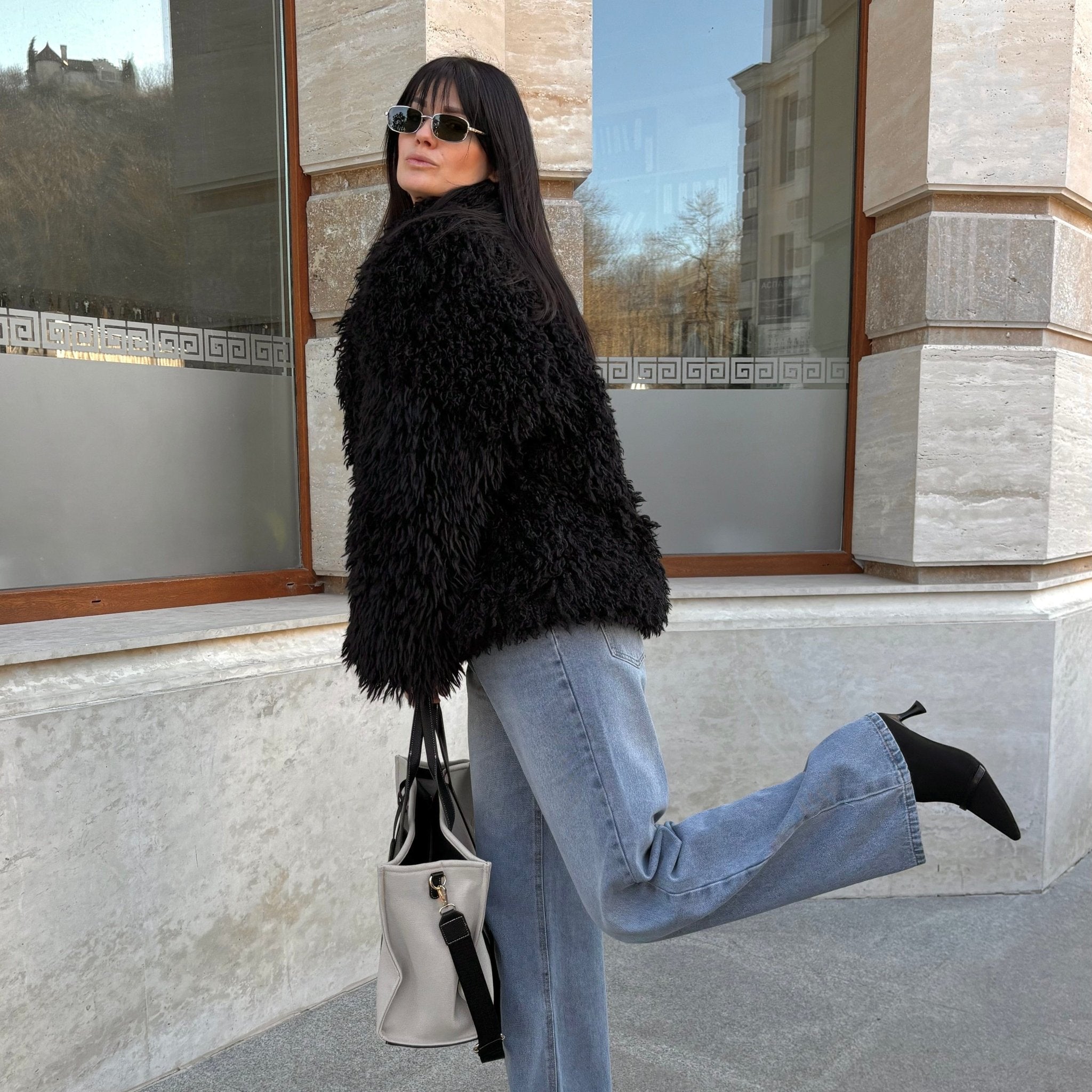 Porto Maxi Luxe Vegan Leather And Canvas Tote Bag - Black - JLR London