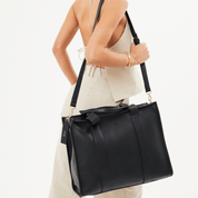 Maxi Taylor Luxe Leather Tote Bag - Black - JLR London