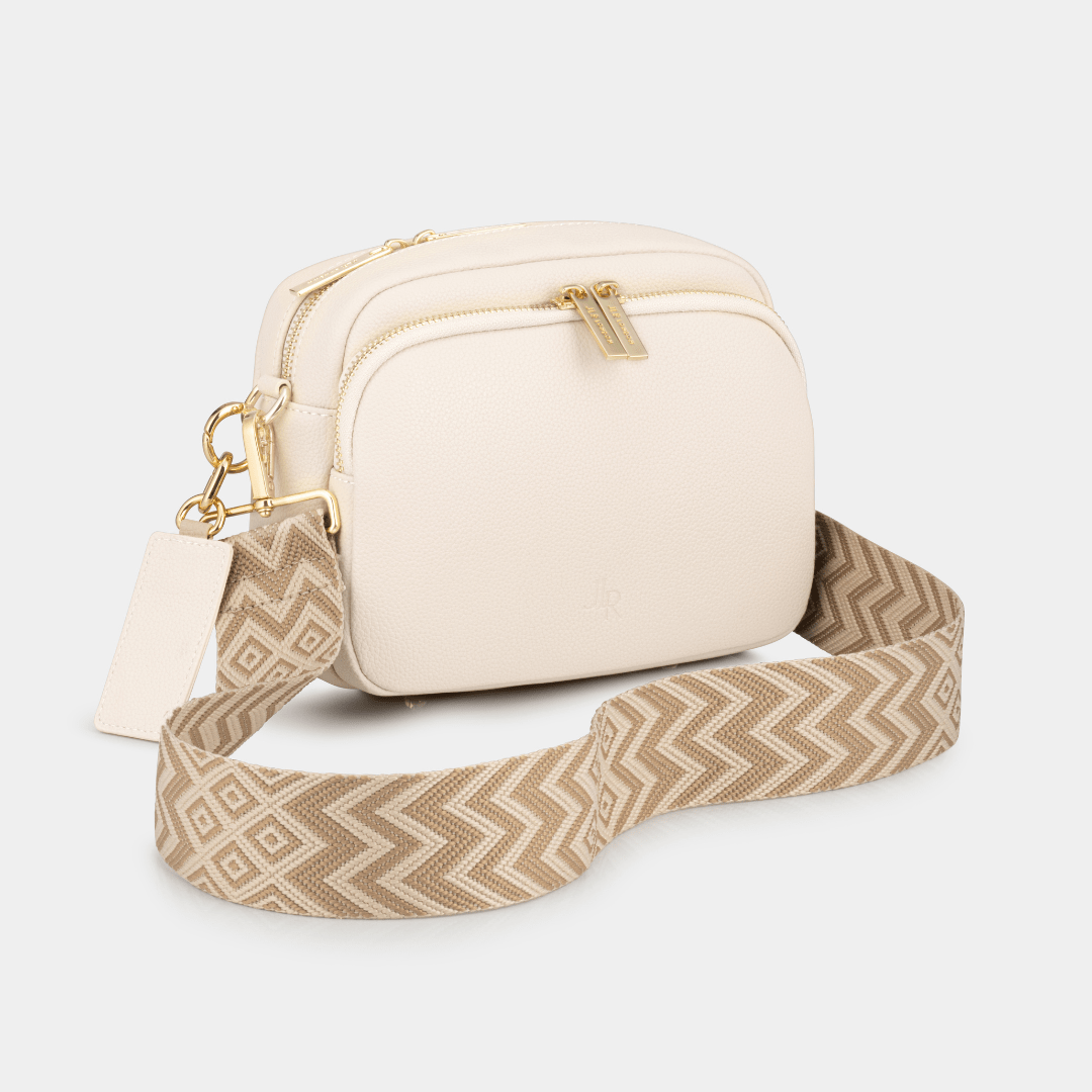 Chelsea Midi Crossbody Luxe Leather Bag Stone - JLR London