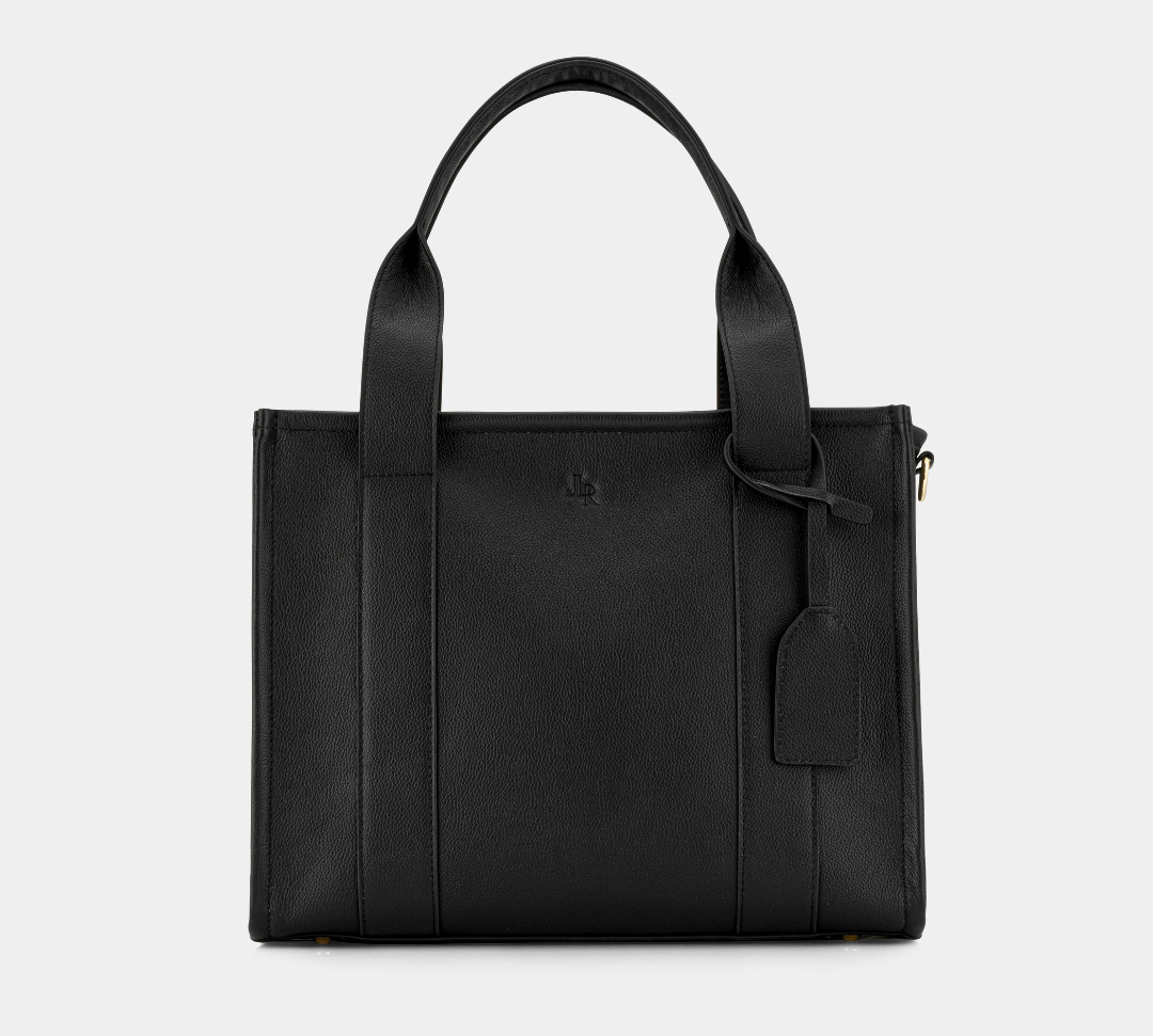 Medium Taylor Luxe Leather Tote Bag - Black - JLR London