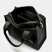 Maxi Taylor Luxe Leather Tote Bag - Black - JLR London