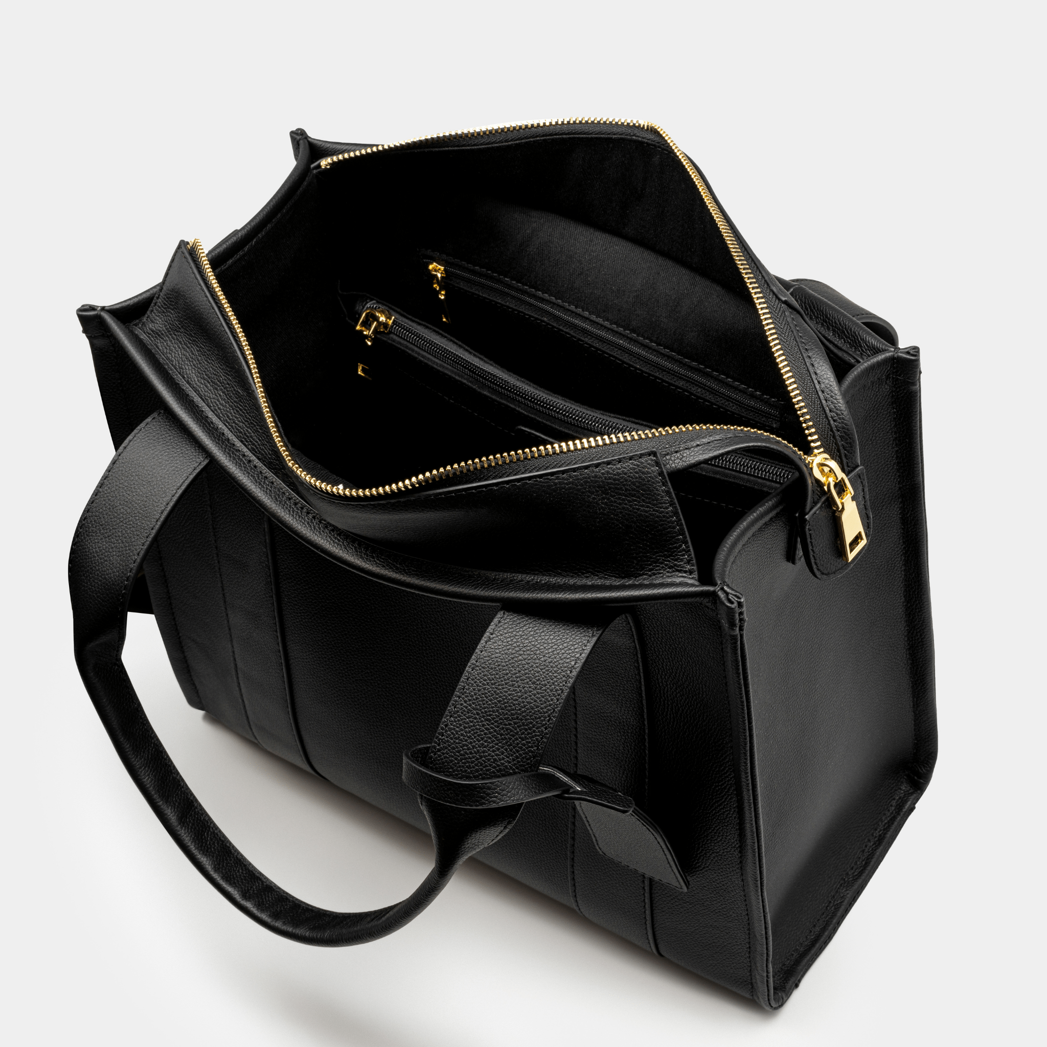 Maxi Taylor Luxe Leather Tote Bag - Black - JLR London