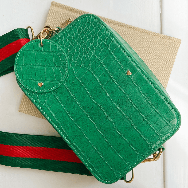 Green Luxe Croc Arlo Circle Keyring - Johnny Loves Rosie - JLR London