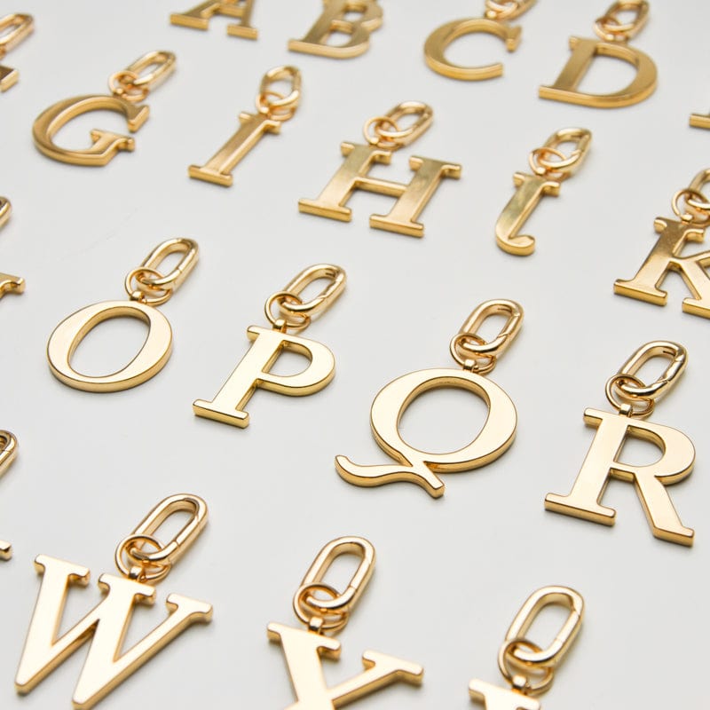 E - Gold Metal Letter Keyring - JLR London