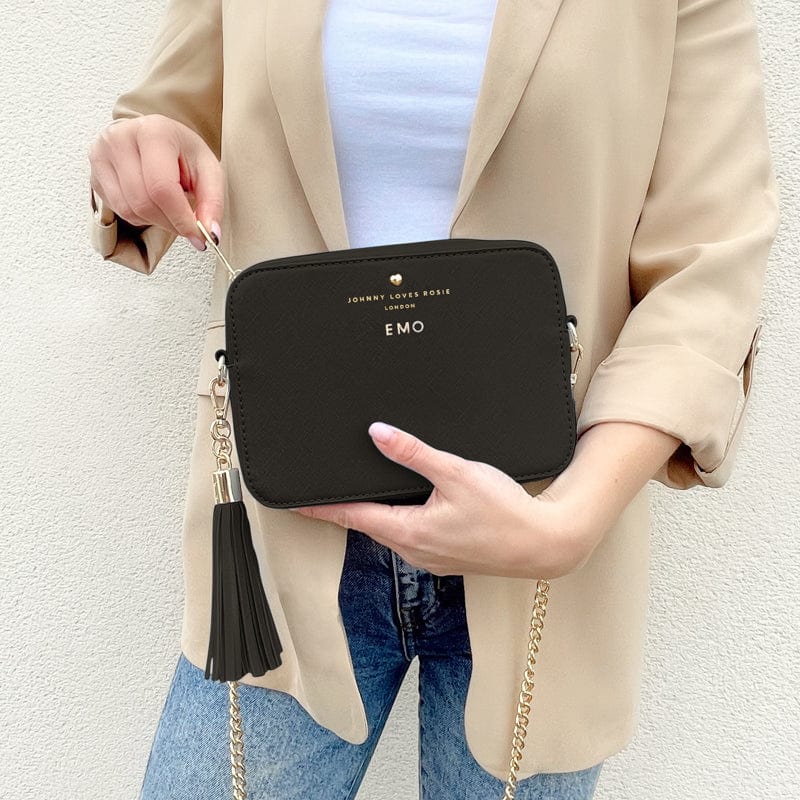 Luxe Black vegan Leather Tassel Keyring - JLR London