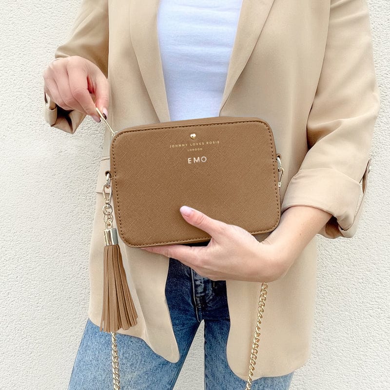 Luxe Mocha Vegan Leather Tassel Keyring - JLR London