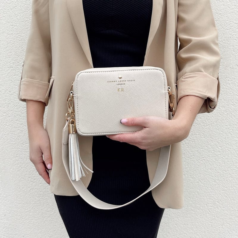 Luxe Ecru Vegan Leather Tassel Keyring - JLR London