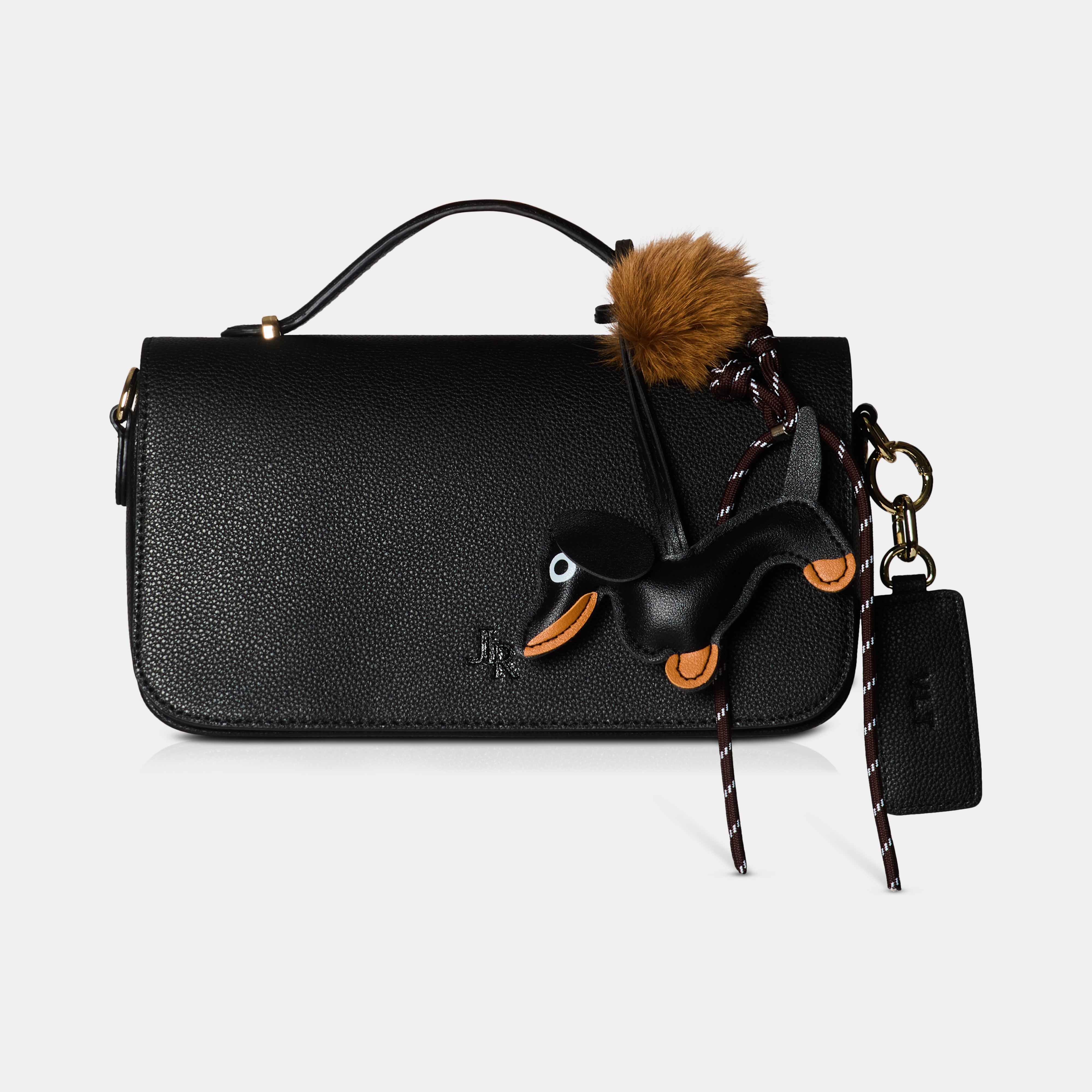 Kensington luxe leather top handle bag Black