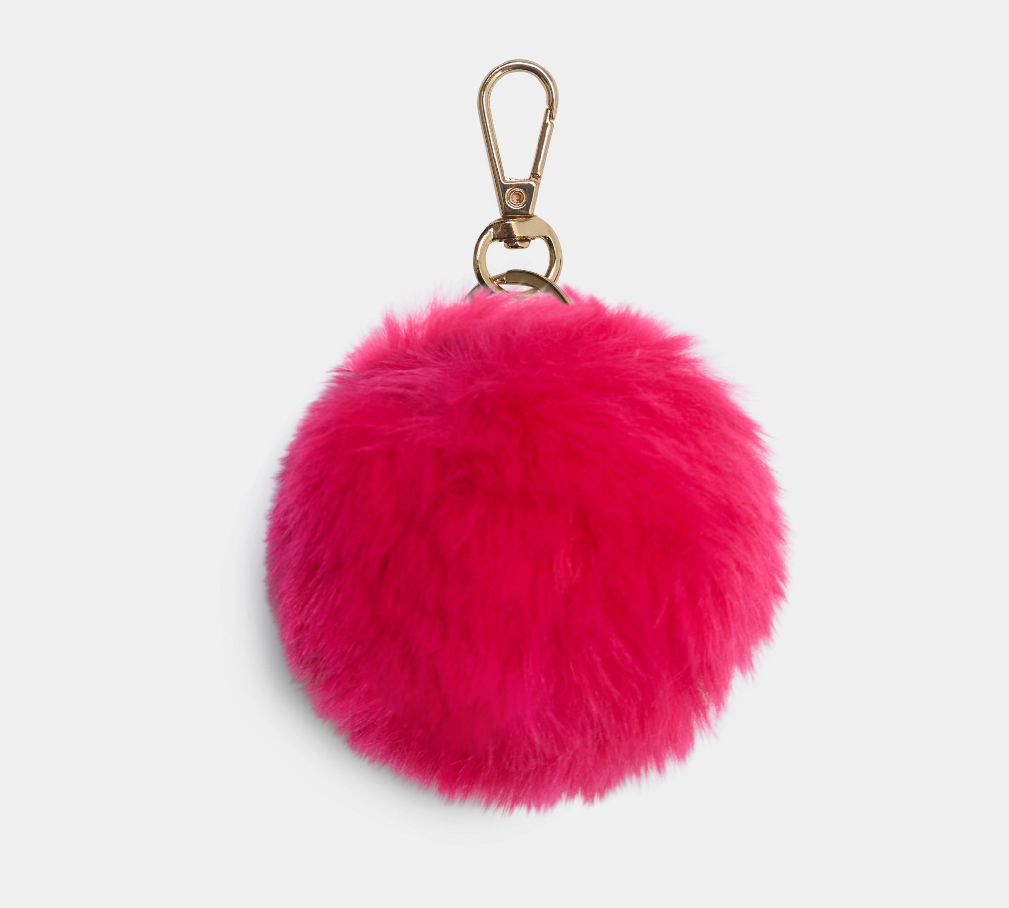 Deep Pink Luxury oversized pompom keyring - JLR London