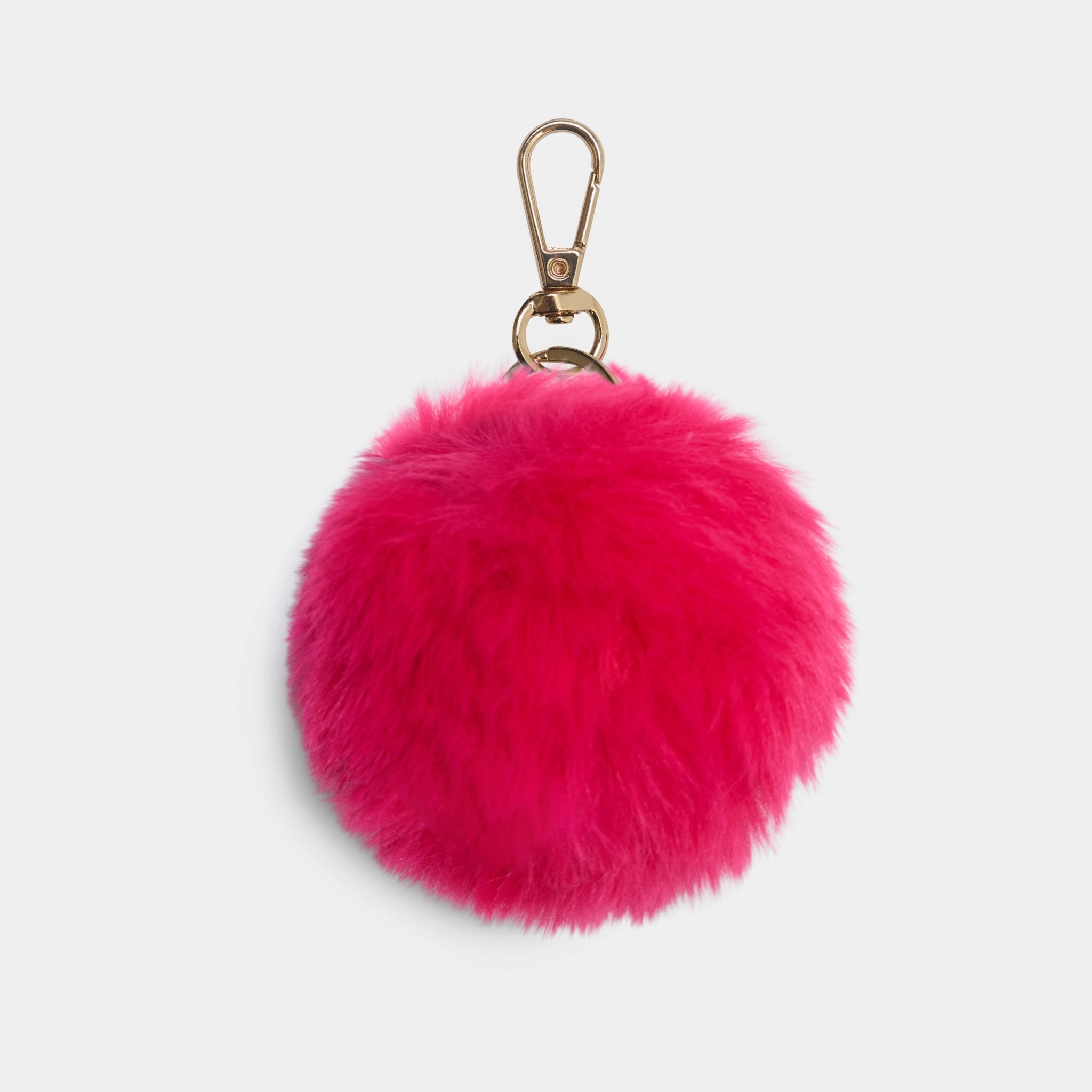 Deep Pink Luxury oversized pompom keyring - JLR London