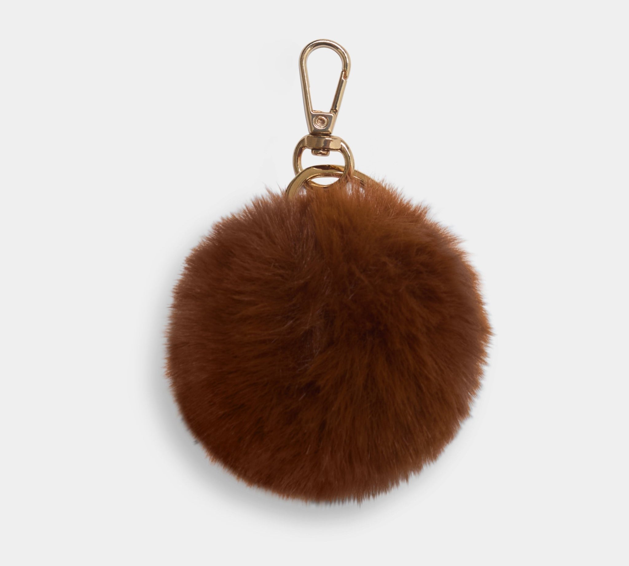 Dark Tan Luxury oversized pompom keyring - JLR London