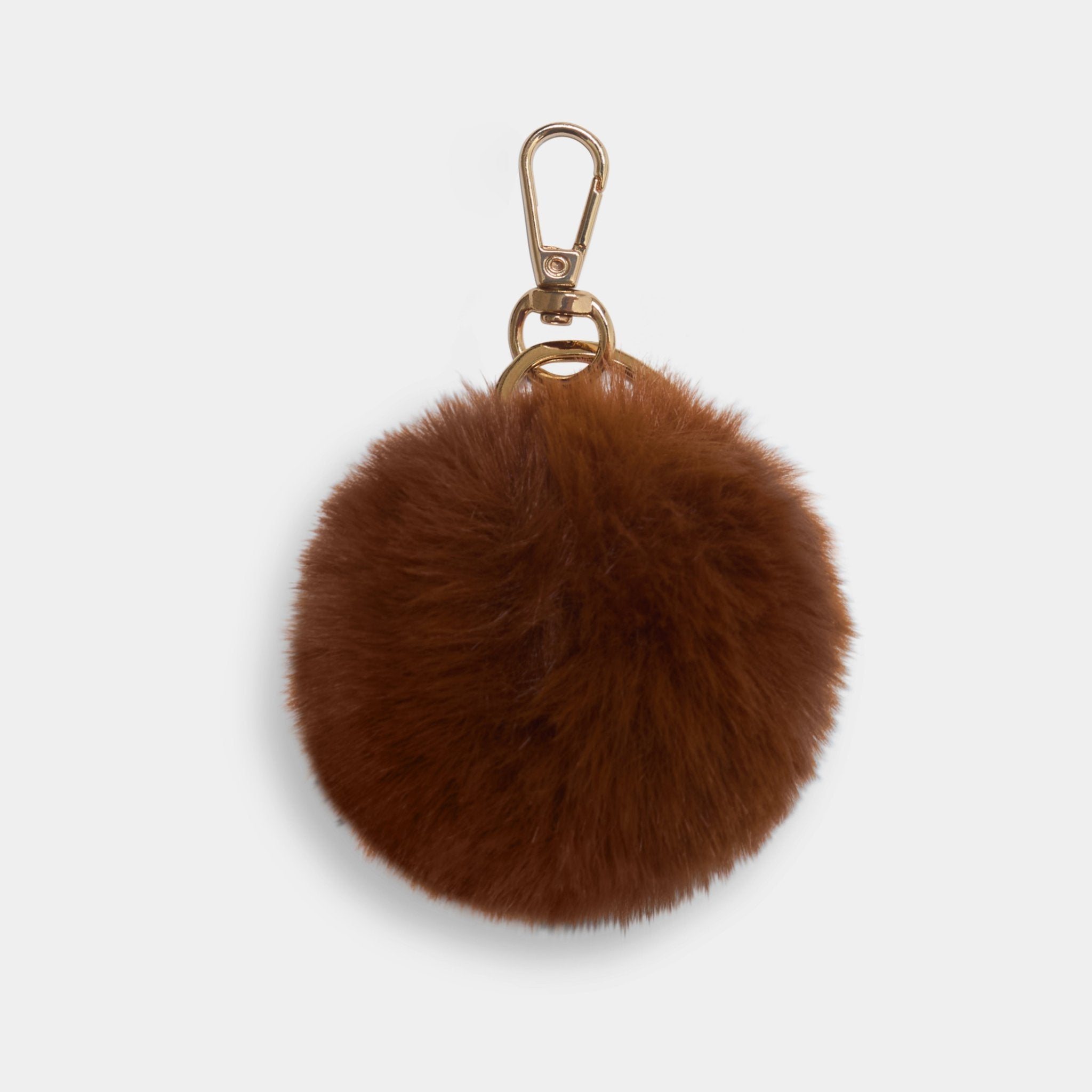 Dark Tan Luxury oversized pompom keyring - JLR London