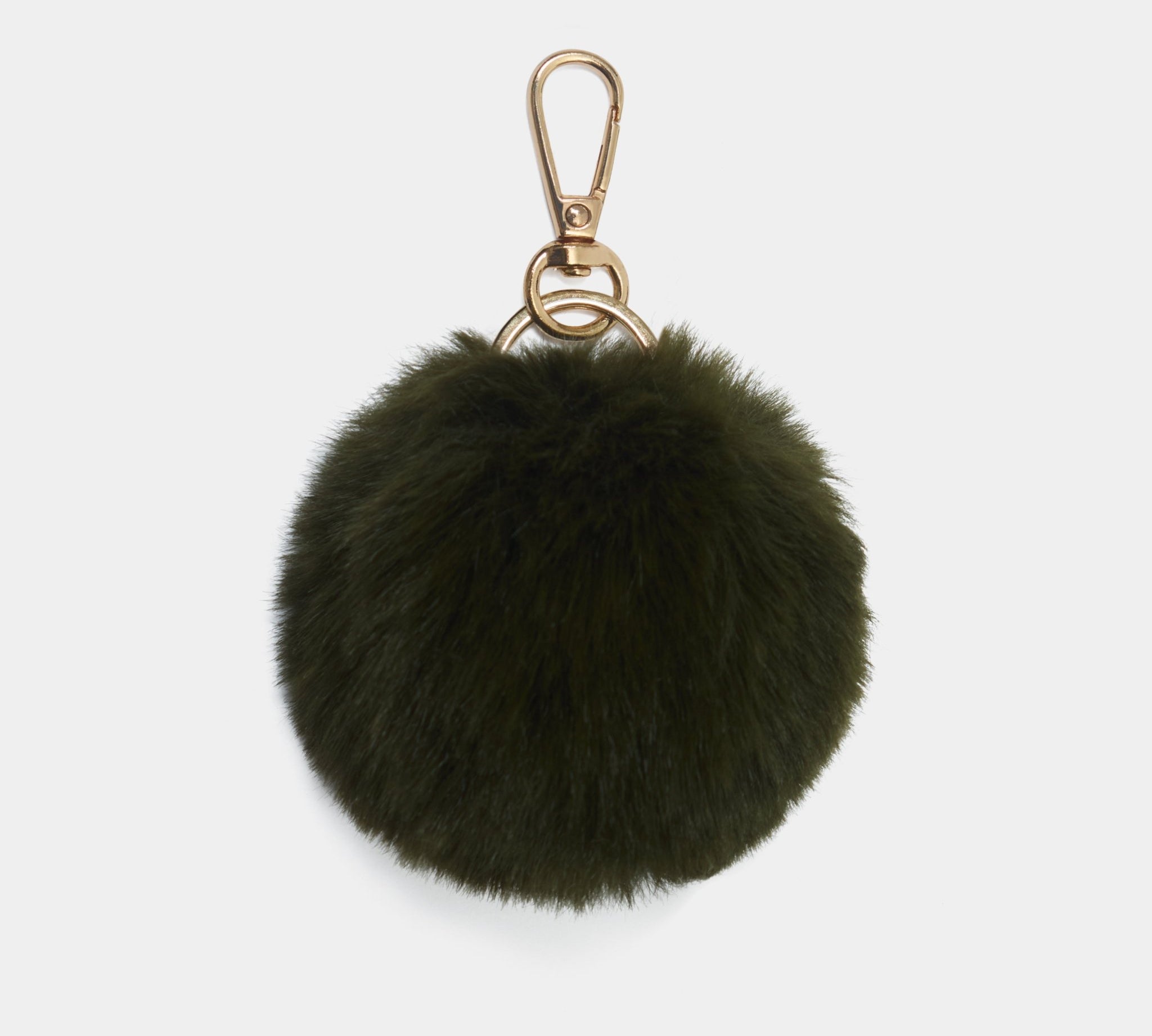 Olive Green Luxury oversized pompom keyring - JLR London