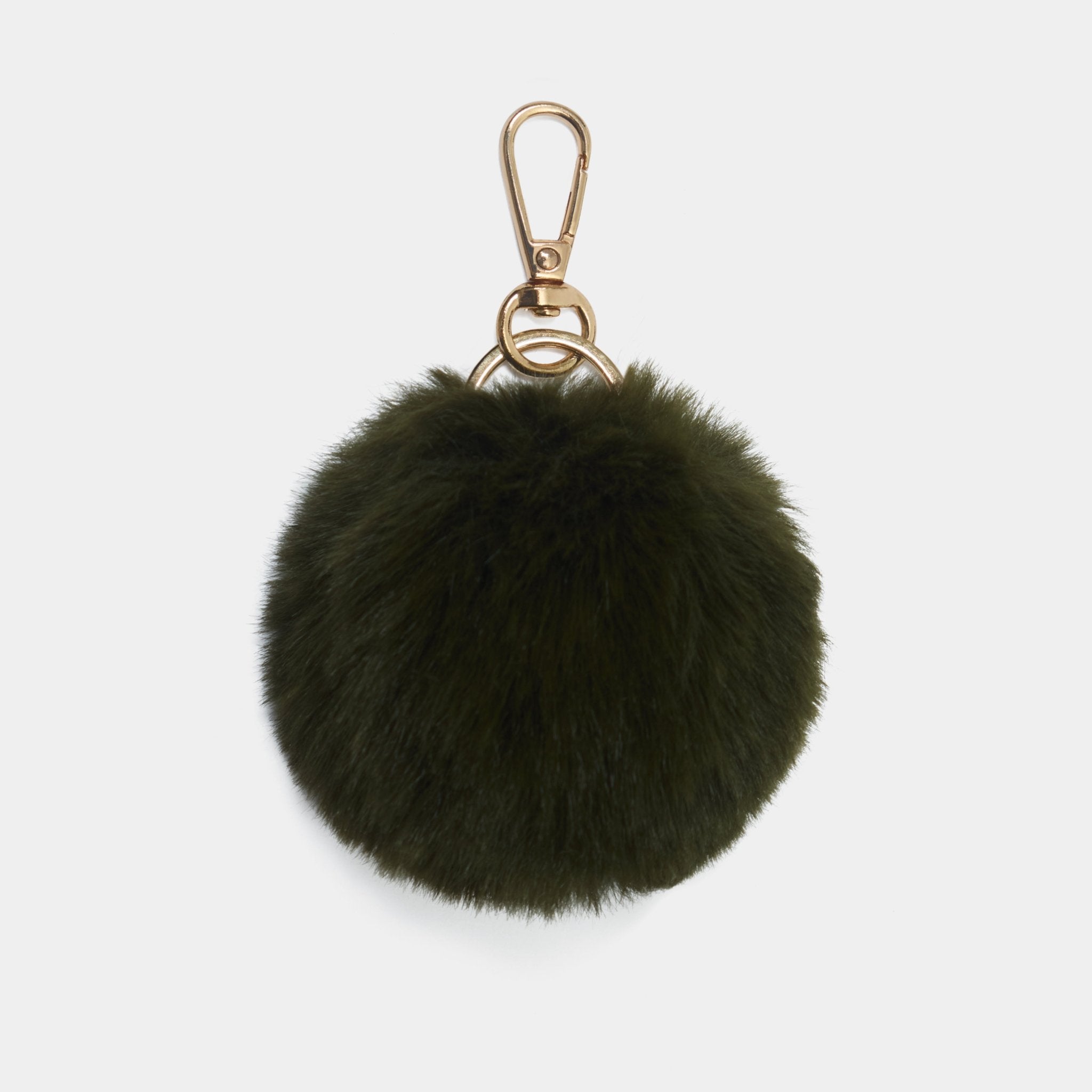 Olive Green Luxury oversized pompom keyring - JLR London