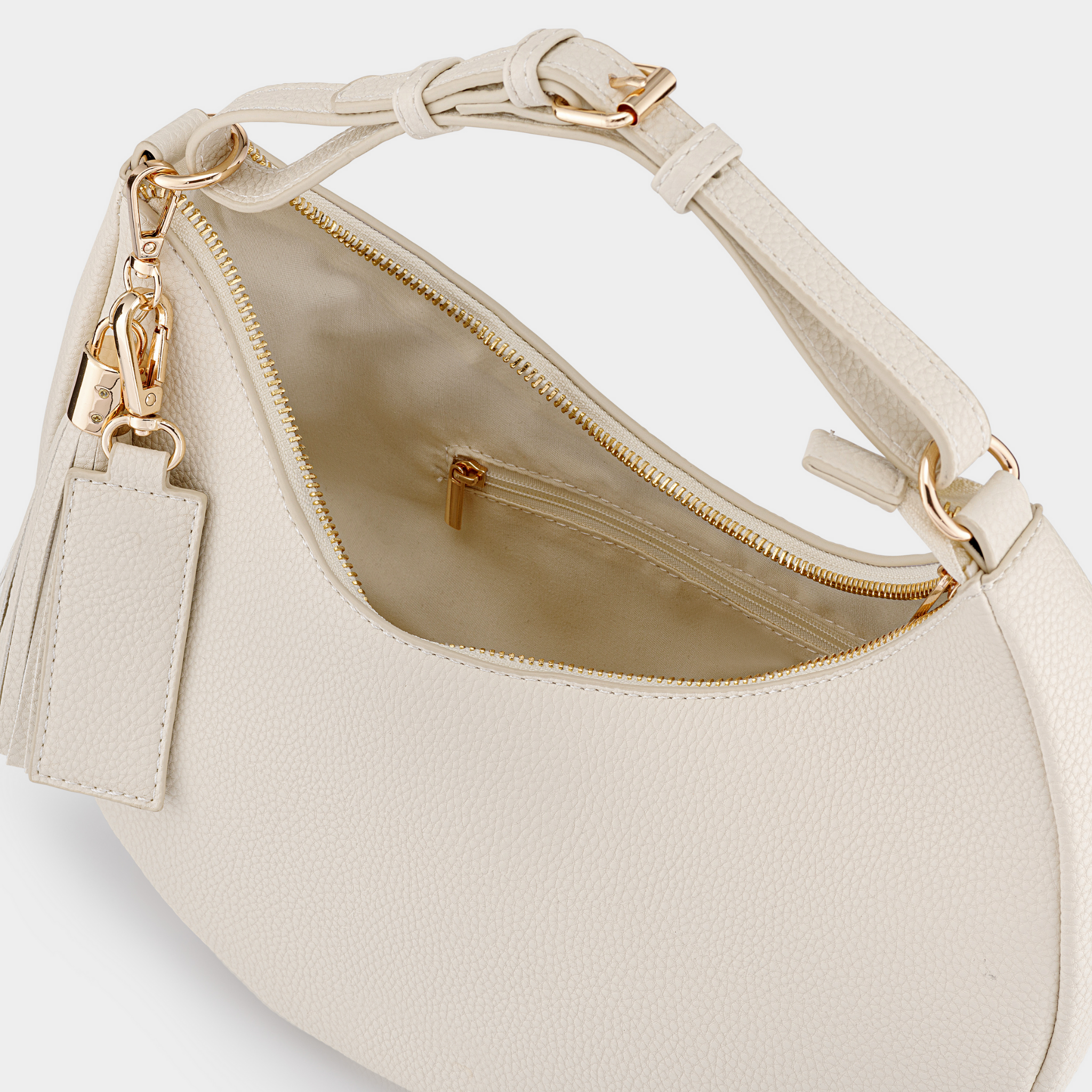 Ecru Rudy Midi Half Moon Bag