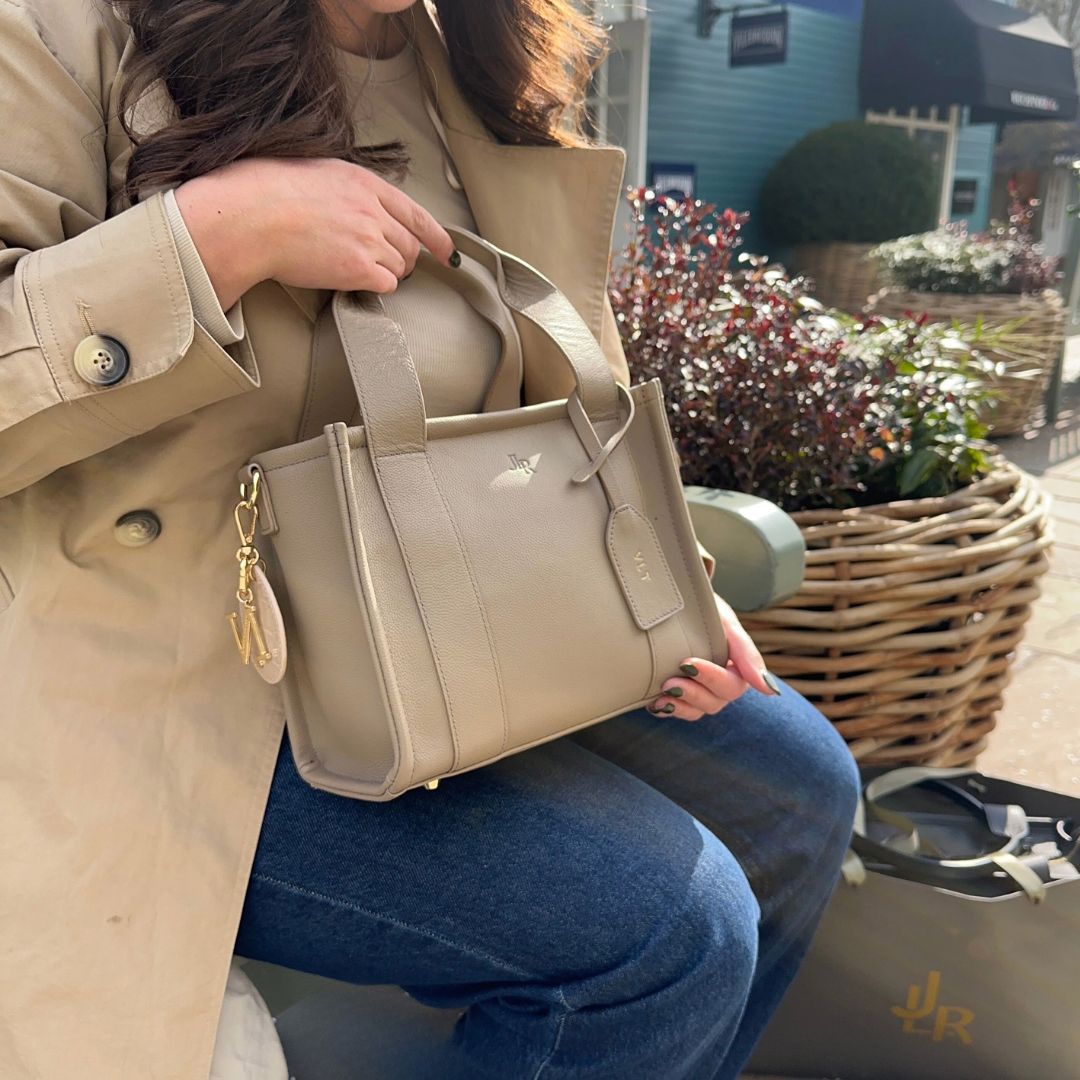 Mini Taylor luxe leather Tote bag - Taupe
