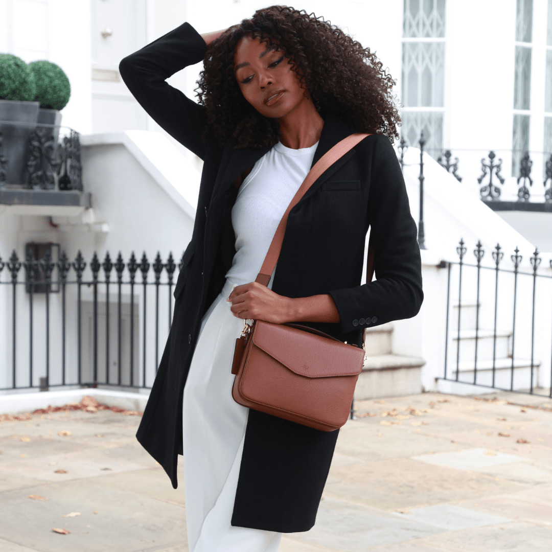 Kensington luxe leather top handle bag Tan