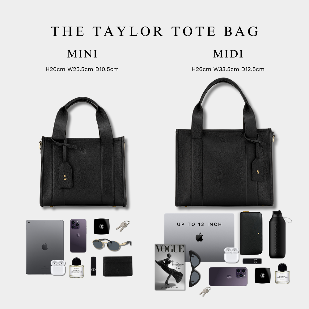 Medium Taylor luxe leather tote bag - Chocolate brown