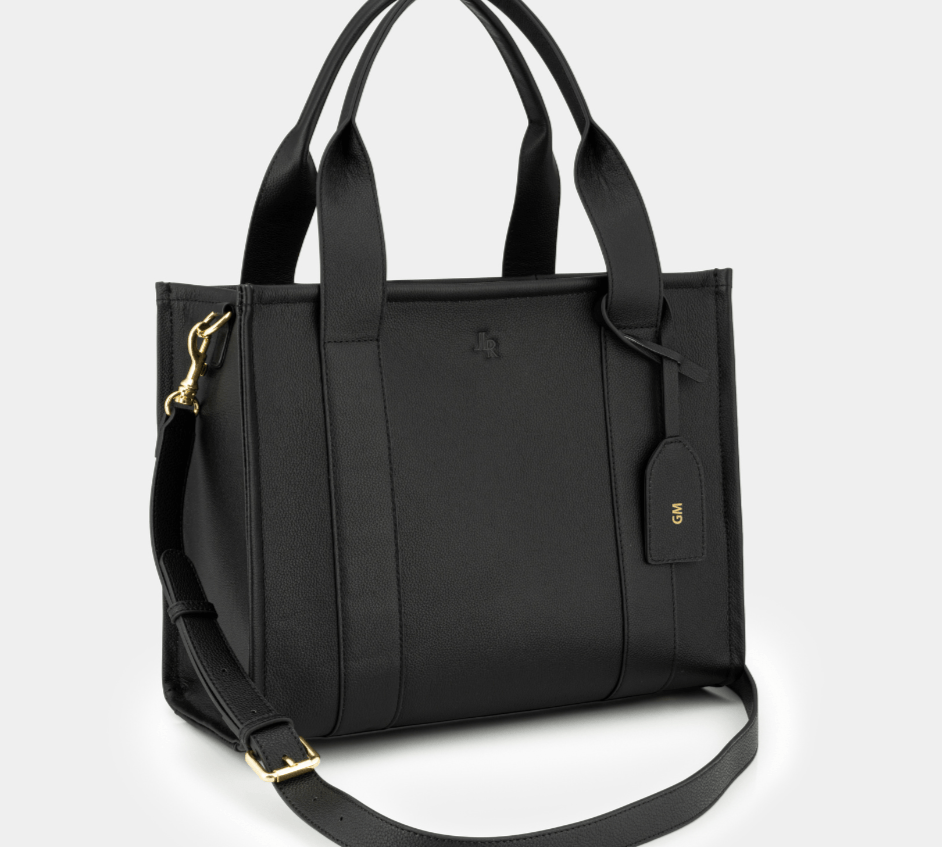 Maxi Taylor Luxe Leather Tote Bag - Black - JLR London