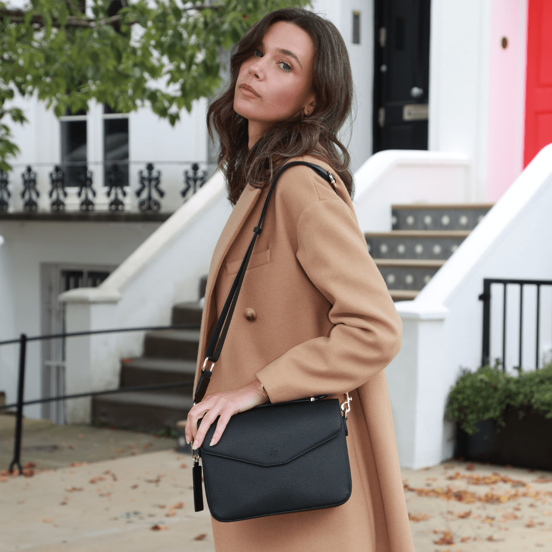Kensington luxe leather top handle bag Black