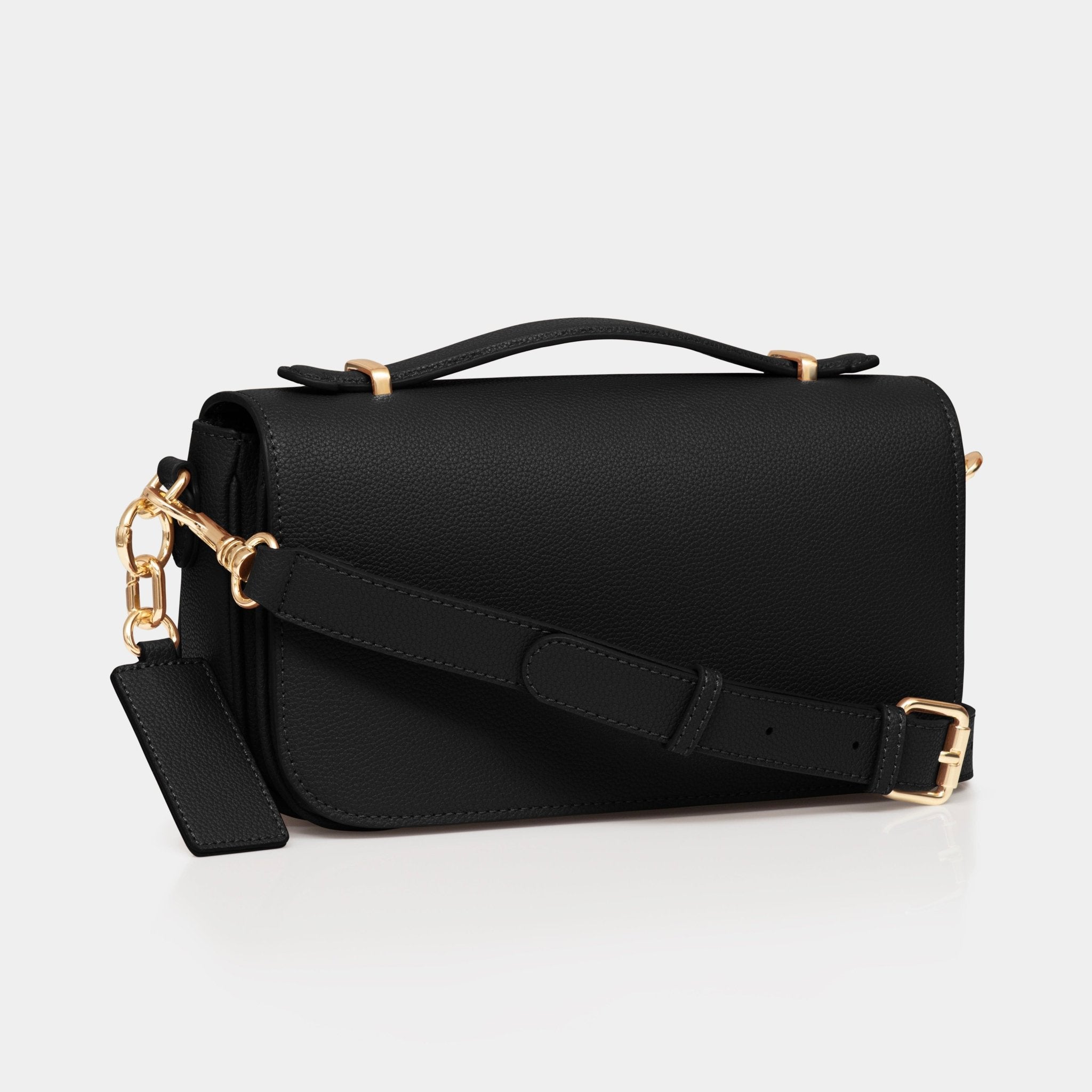 Cambridge Luxe Leather Top Handle Bag - Black - JLR London