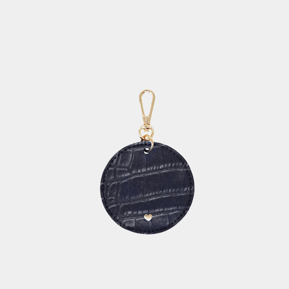 Navy Luxe Croc Circle Keyring - JLR London