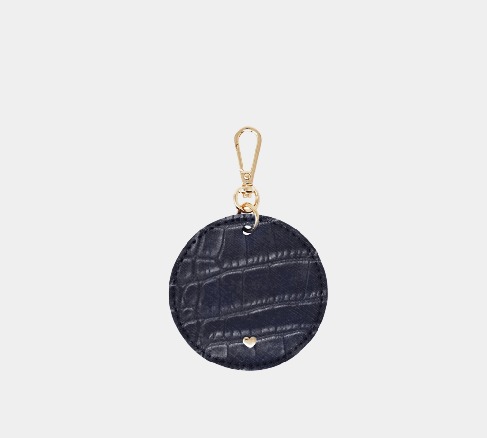 Navy Luxe Croc Circle Keyring - JLR London