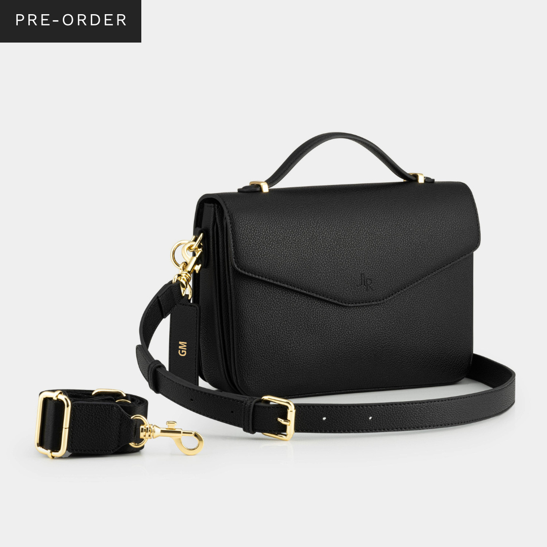 Kensington luxe leather top handle bag Black