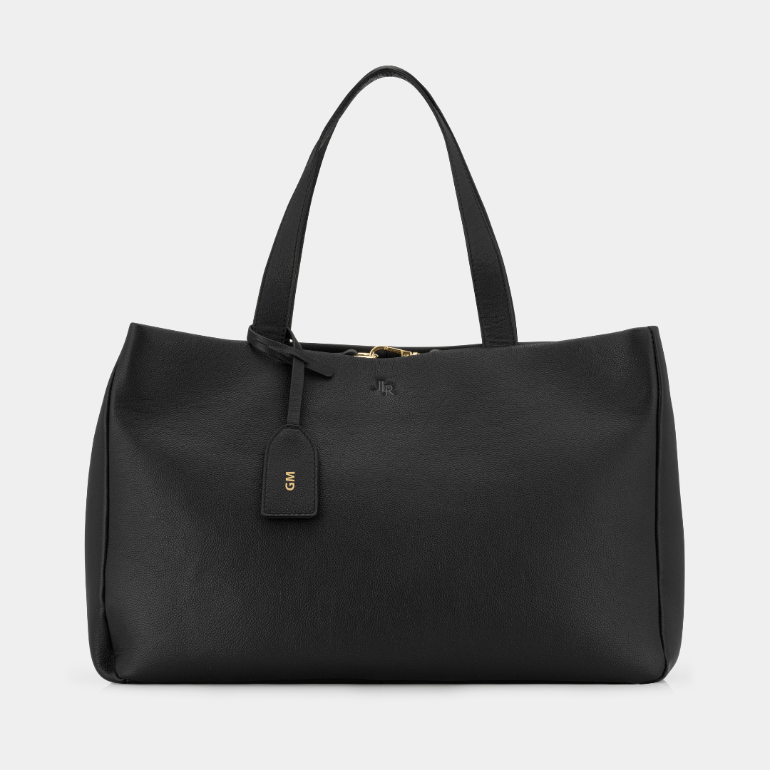 Stella large luxe leather tote bag Black