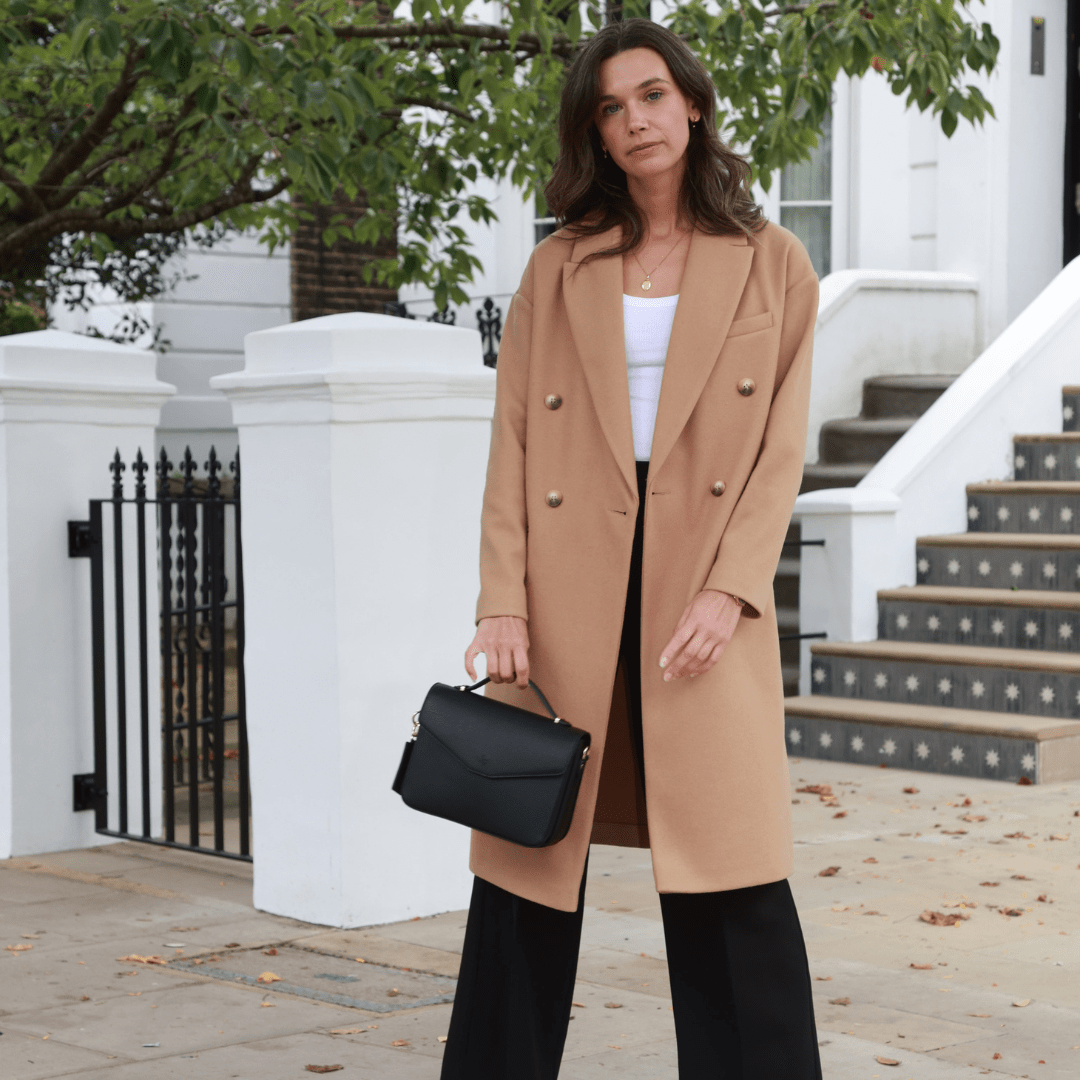 Kensington luxe leather top handle bag Black