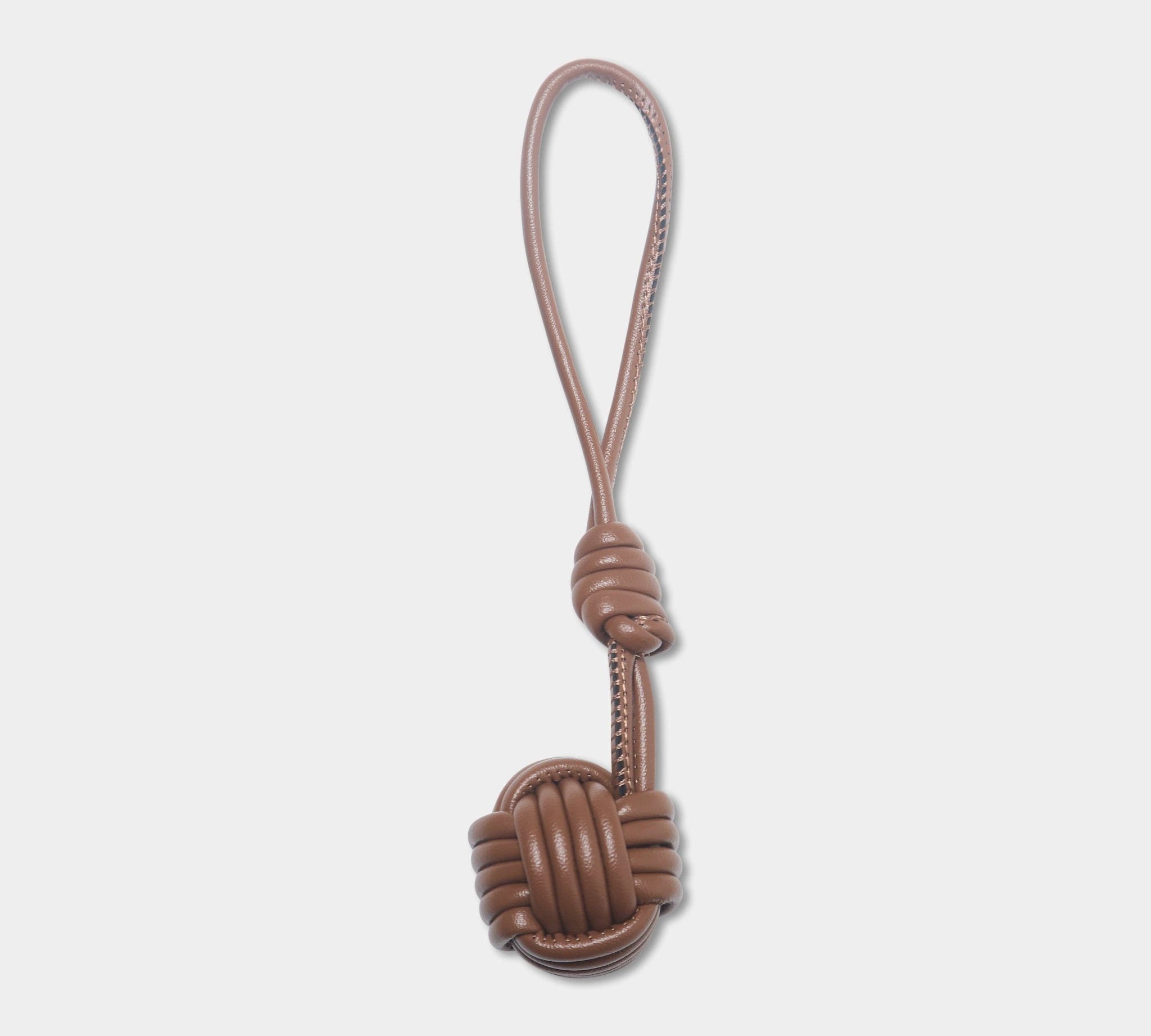 Brown Luxury Rope Tie Leather Keyring - JLR London