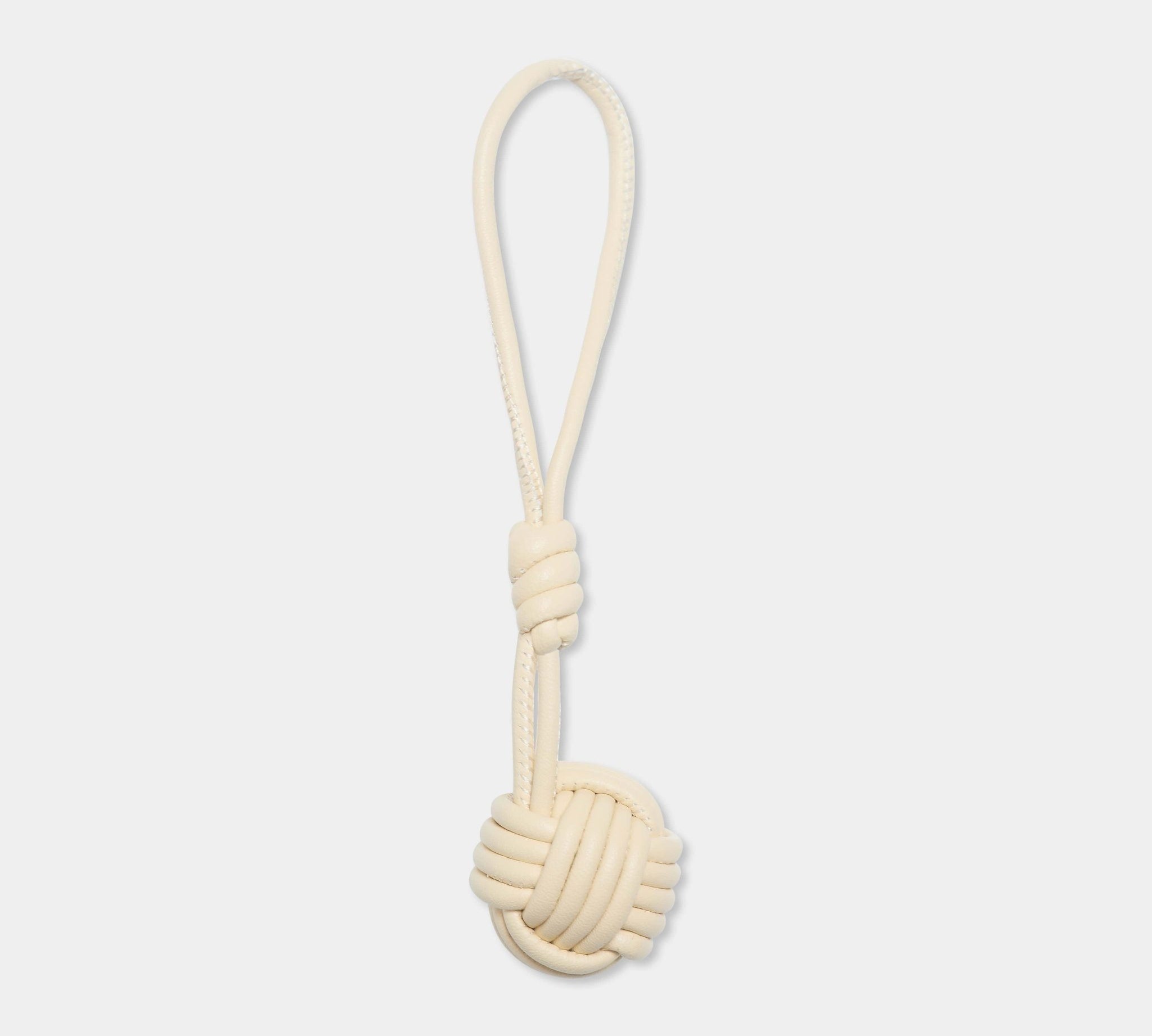 Ecru luxury Rope Tie Leather Keyring - JLR London