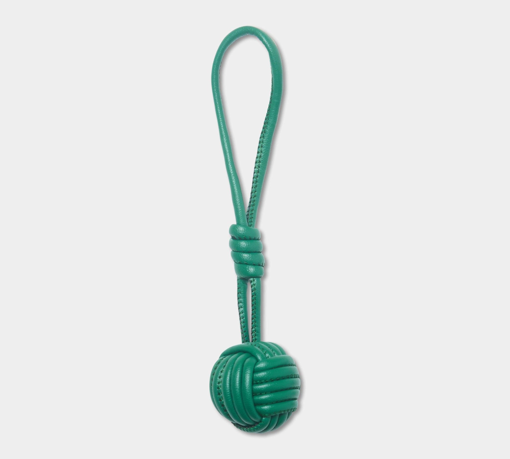 Dark Green luxury Rope Tie Leather Keyring - JLR London