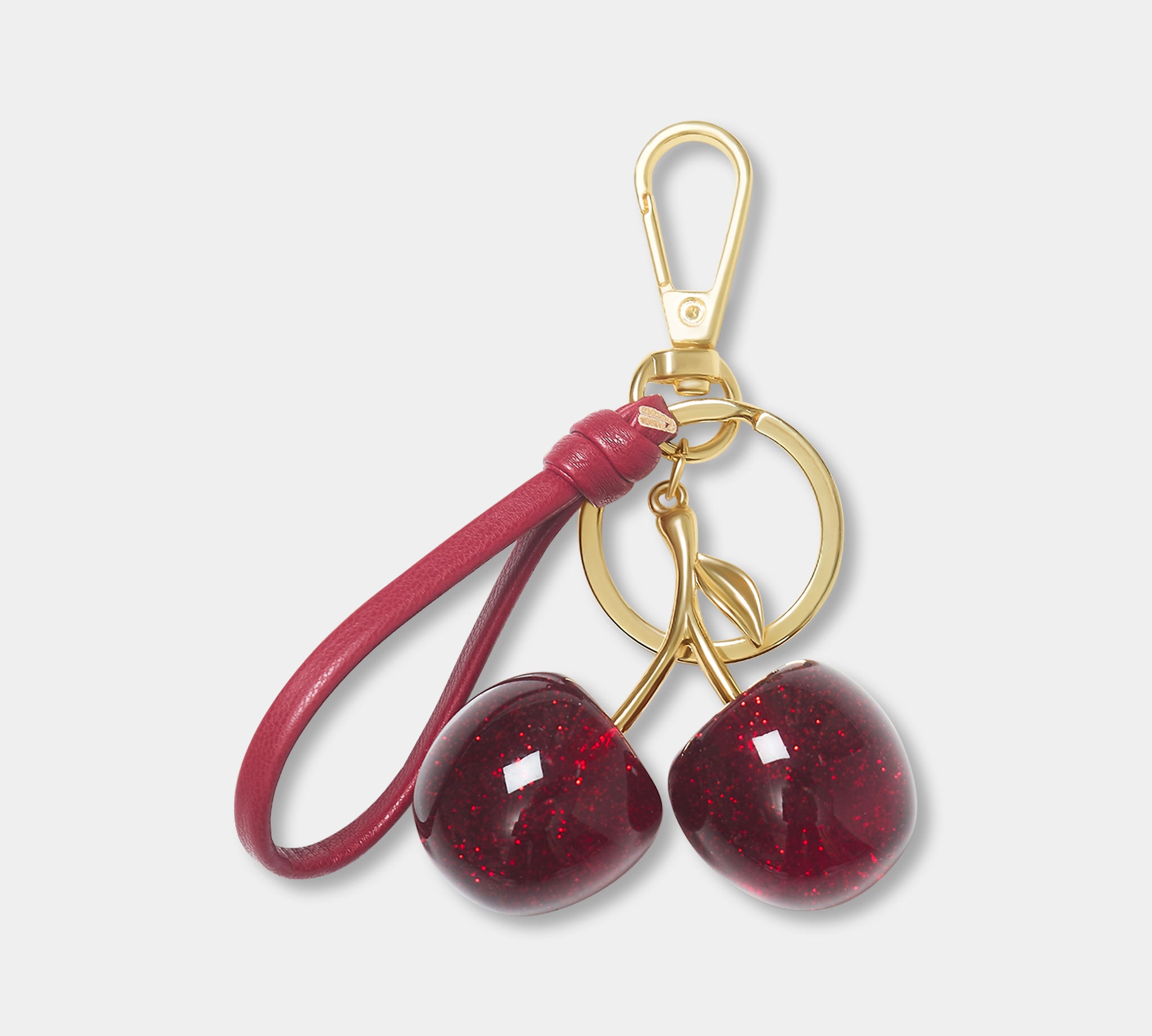 Deep Red Cherry Luxury Fruit keyring - JLR London