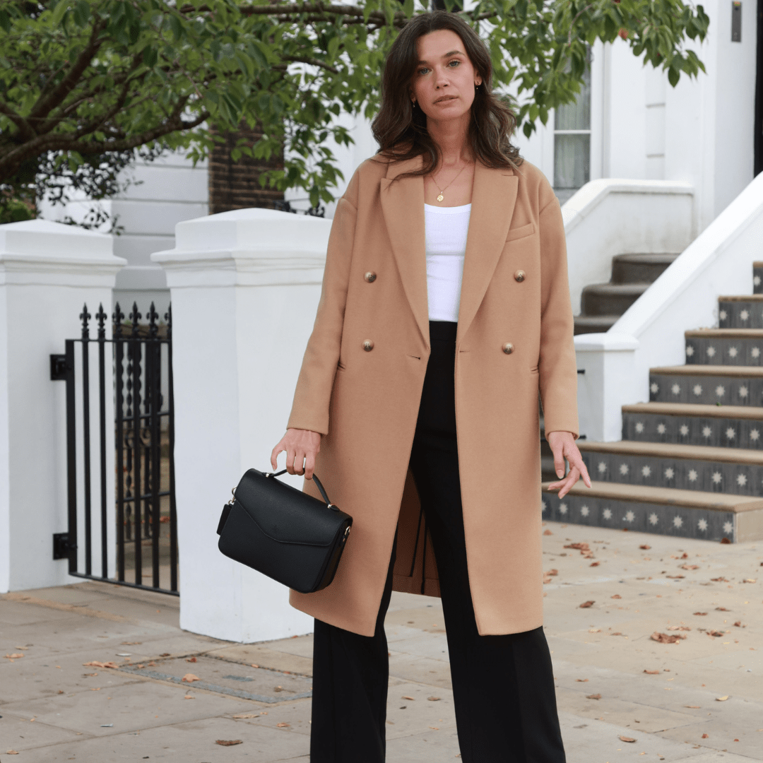 Kensington luxe leather top handle bag Black