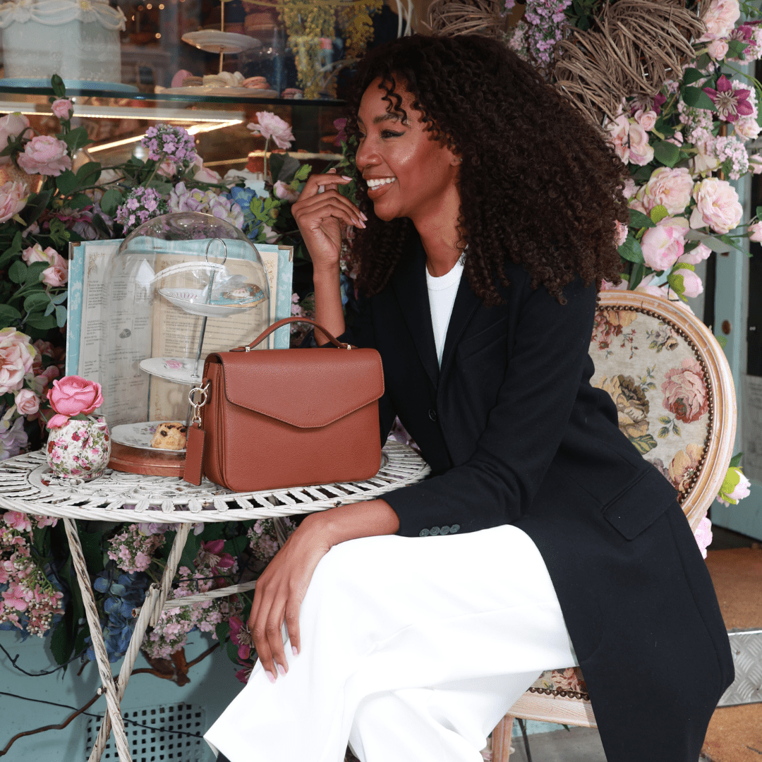 Kensington luxe leather top handle bag Tan