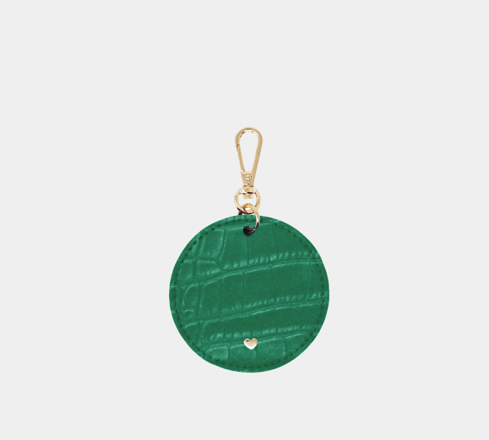 Green Luxe Croc Arlo Circle Keyring - Johnny Loves Rosie - JLR London