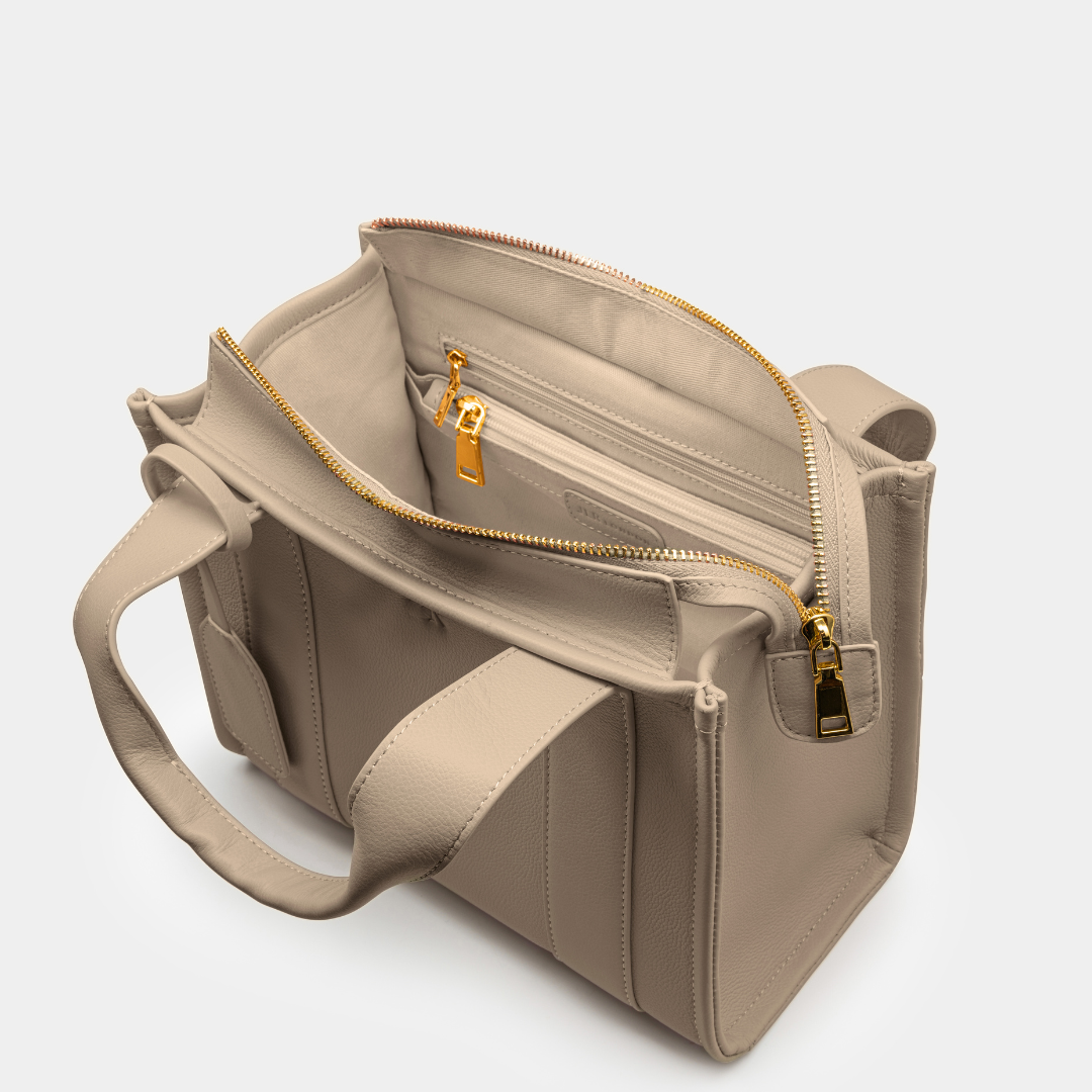 Mini Taylor luxe leather Tote bag - Taupe