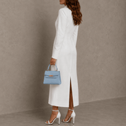 Elena Top Handle Luxe Leather Tote Bag - Powder Blue - JLR London