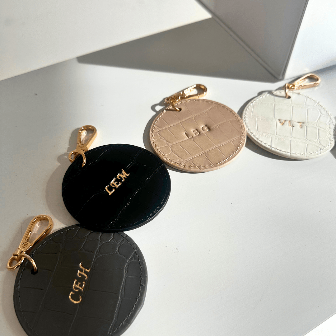 Black Luxe Croc Circle Keyring - JLR London