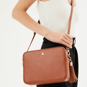 Tan Boston premium leather Crossbody Bag - Johnny Loves Rosie - JLR London