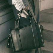 Black Medium Taylor Tote Bag - Vegan Leather *Pre - order* - JLR London