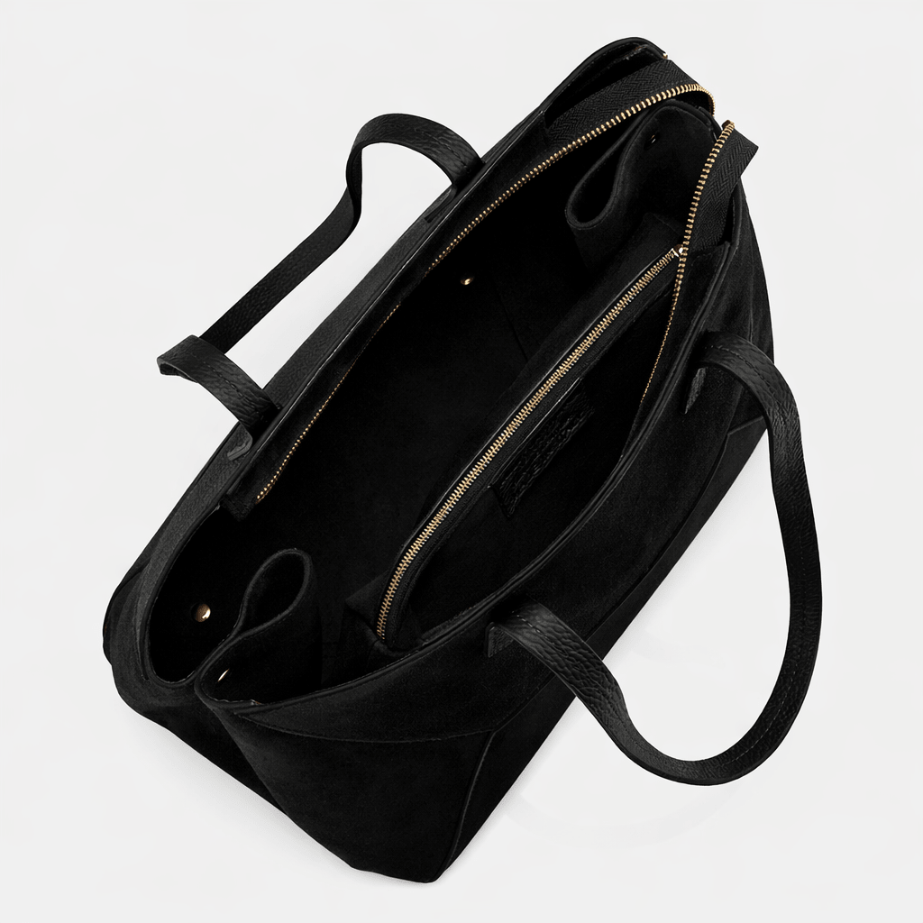 Antonio Large Luxe Leather and Suede Tote Bag - Black - JLR London