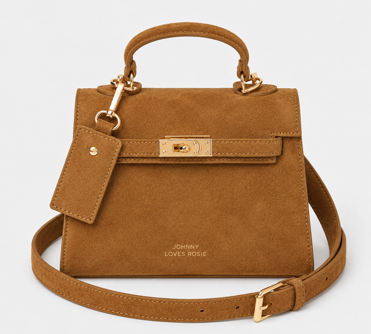 Willow Top Handle Tote Bag Tan Suede - Johnny Loves Rosie - JLR London