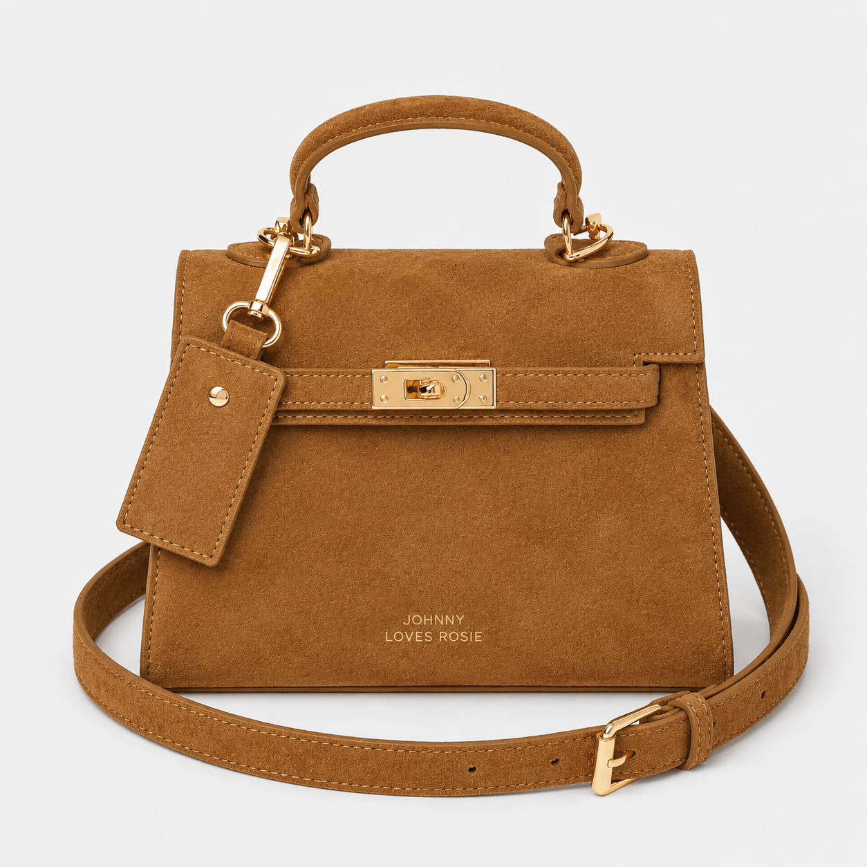 Willow Top Handle Tote Bag Tan Suede - Johnny Loves Rosie - JLR London