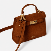 Willow Top Handle Tote Bag Tan Suede - Johnny Loves Rosie *Pre - Order* - JLR London