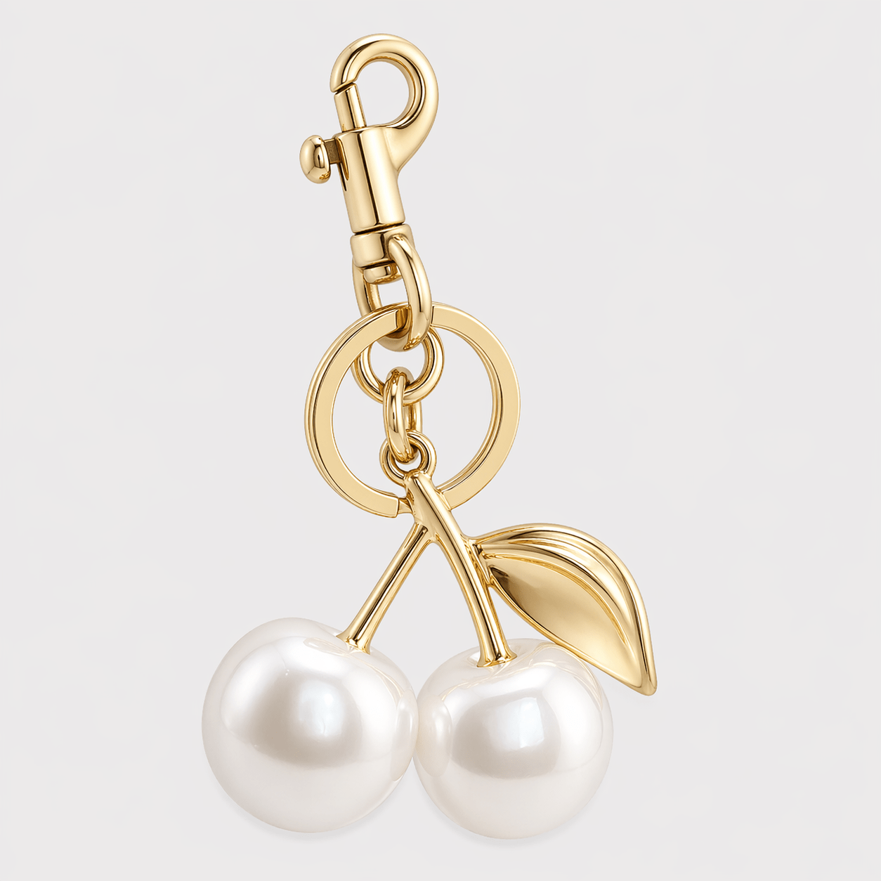 Ecru pearlised Cherry Luxury Fruit keyring - JLR London