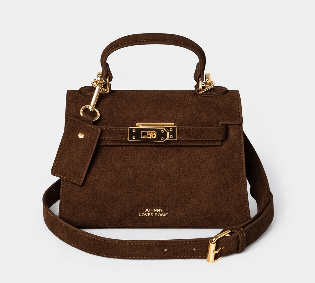 Willow Top Handle Tote Bag Brown Suede - Johnny Loves Rosie *Pre - order* - JLR London