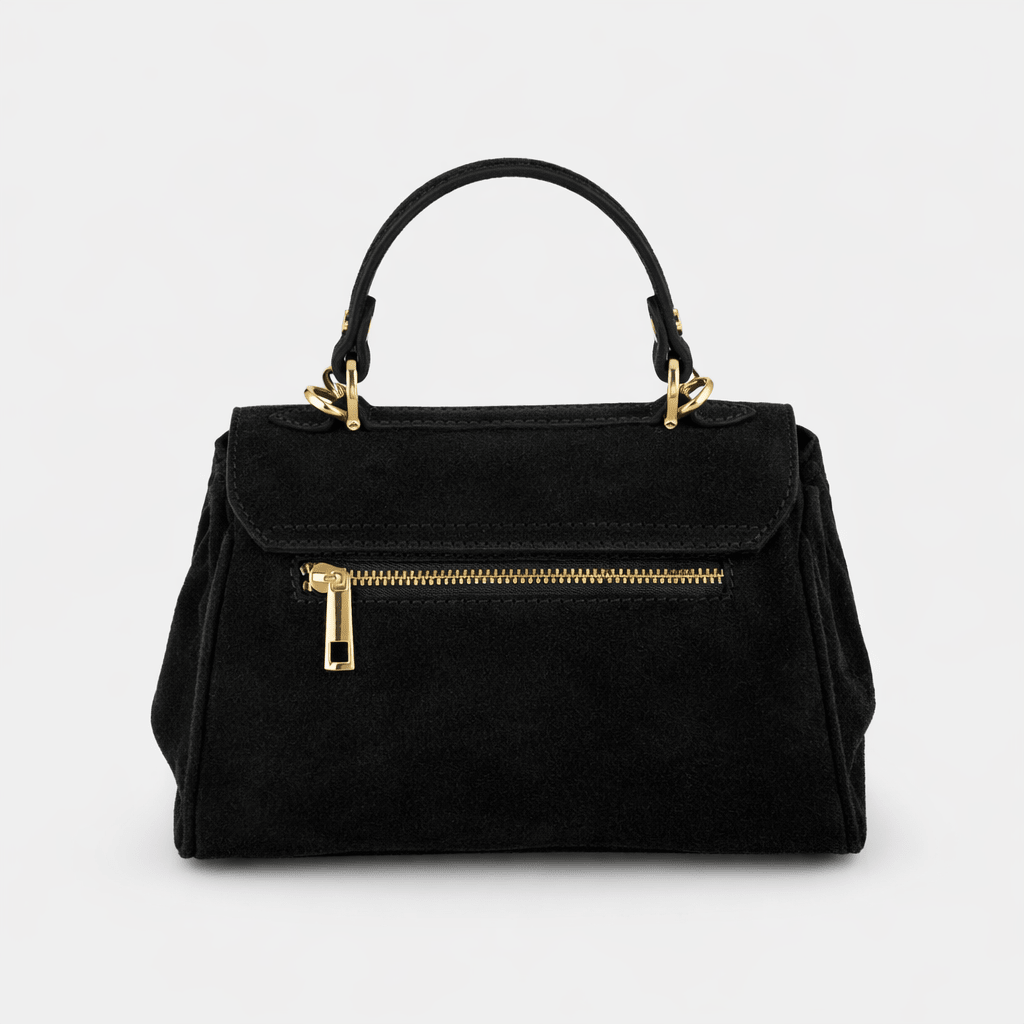 Lucca Top Handle Luxe Suede Tote Bag - Black - JLR London